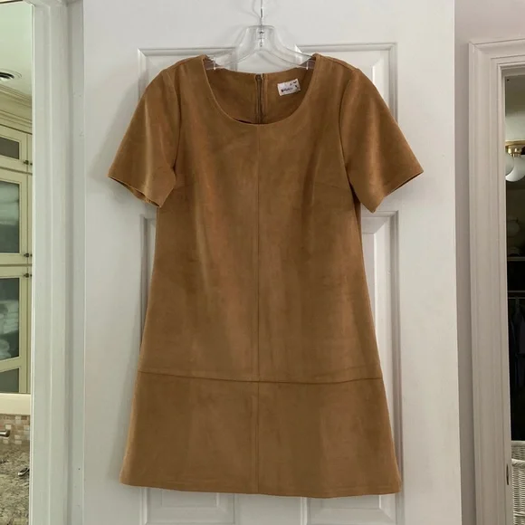 Sady & Lu Faux Suede Camel Dress - Picture 1 of 3